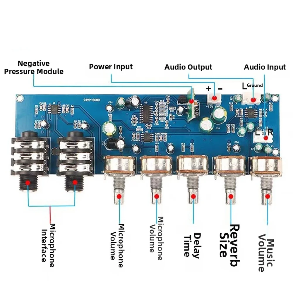 Karaoke Audio Mixer Echo Delay - لوحة مكبر صوت ميكروفون كاريوكي PT2399