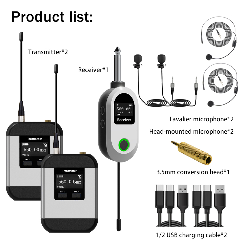 Wireless Lavalier Microphone Dual Receiver - UHF نظام ميكروفون لاسلكي مزدوج سماعة