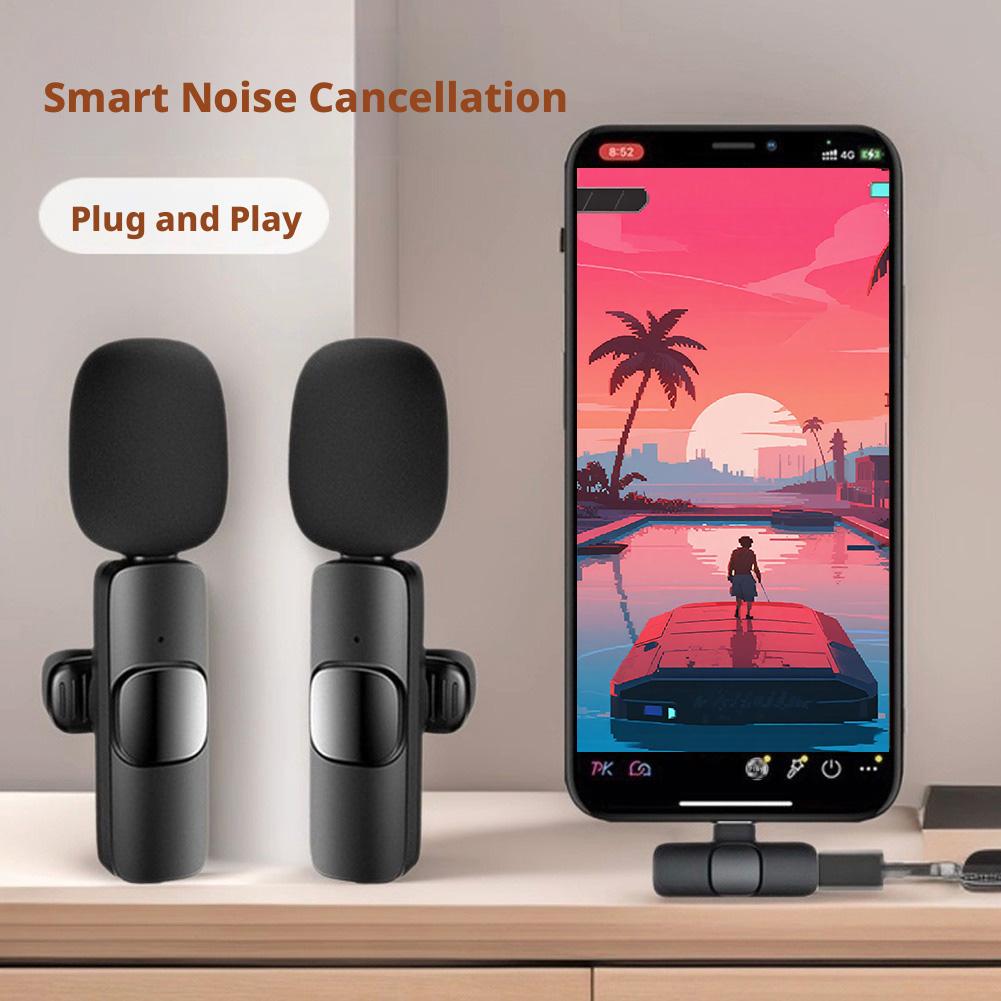 Wireless Lavalier Microphone Dual Receiver - ميكروفون لافالييه لاسلكي ثنائي القناة، ميكروفون