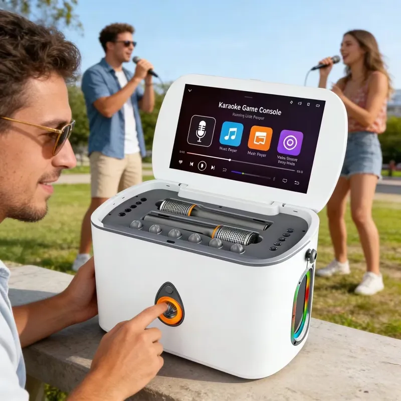 Karaoke Machine Portable With 2 Mic - مكبر صوت محمول بتقنية البلوتوث مع