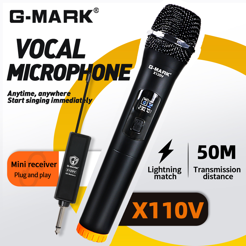 Rechargeable Wireless Mic Lithium Battery - ميكروفون G-MARK X110V لاسلكي للكاريوكي، بطارية