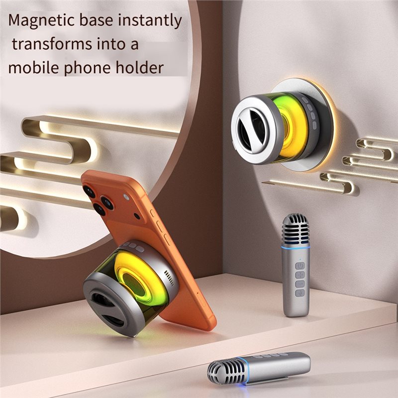 Bluetooth Karaoke Microphone Handheld - ميكروفون ومكبر صوت AA60 مغناطيسي للكاريوكي،