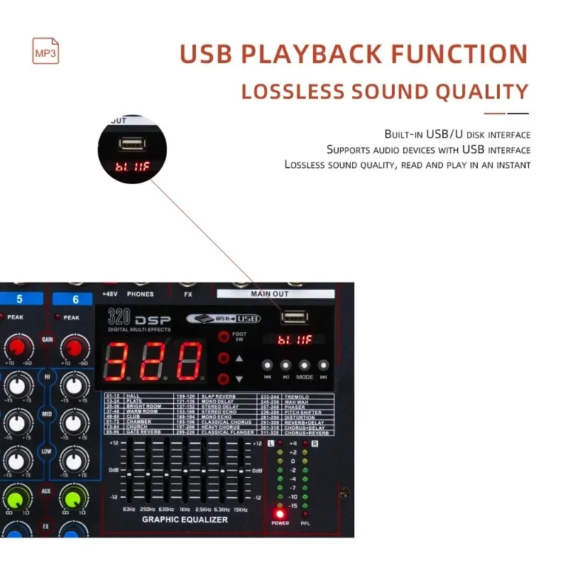 Karaoke Amplifier Mixer Bluetooth - LXR12 12 قناة بلوتوث ميكروفون رقمي