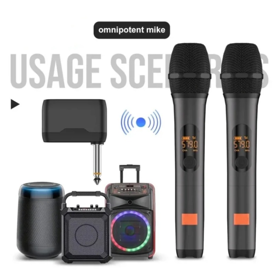 Uhf Wireless Microphone System Dual Channel - نظام ميكروفون لاسلكي محمول قابل لإعادة