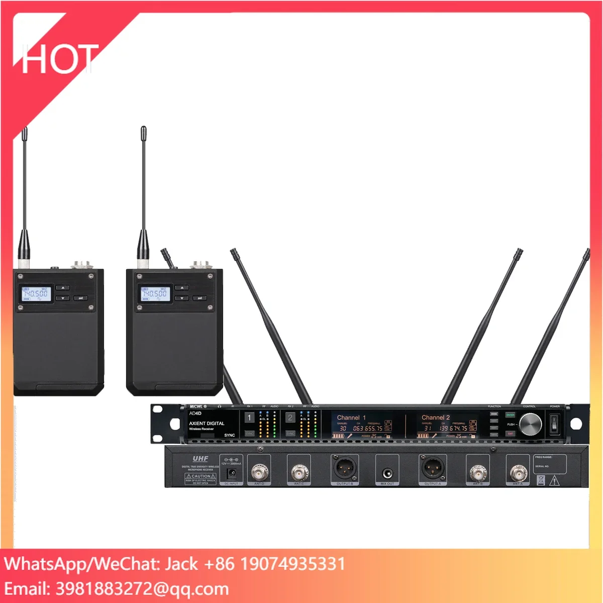 Uhf Wireless Microphone System Dual Channel - نظام ميكروفون لاسلكي احترافي WCM16 أسود
