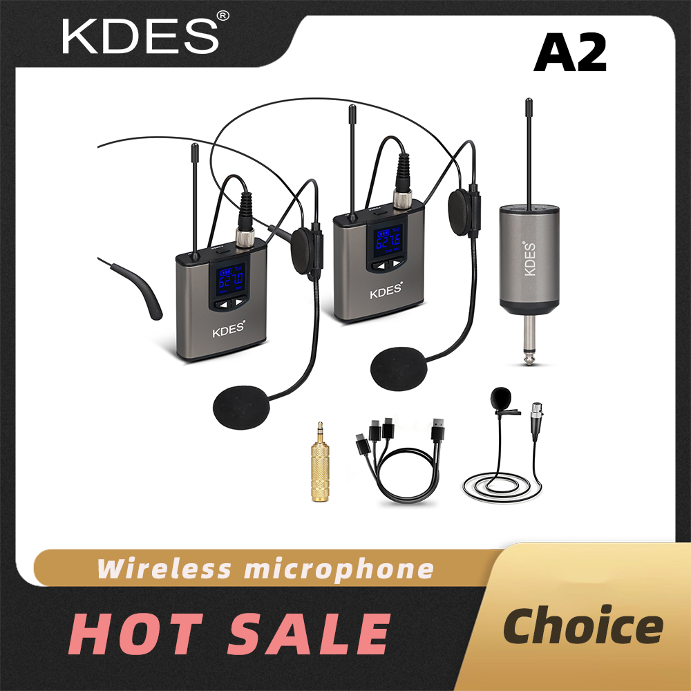 Wireless Lavalier Microphone Dual Receiver - KDES نظام ميكروفون لاسلكي مزدوج سماعة