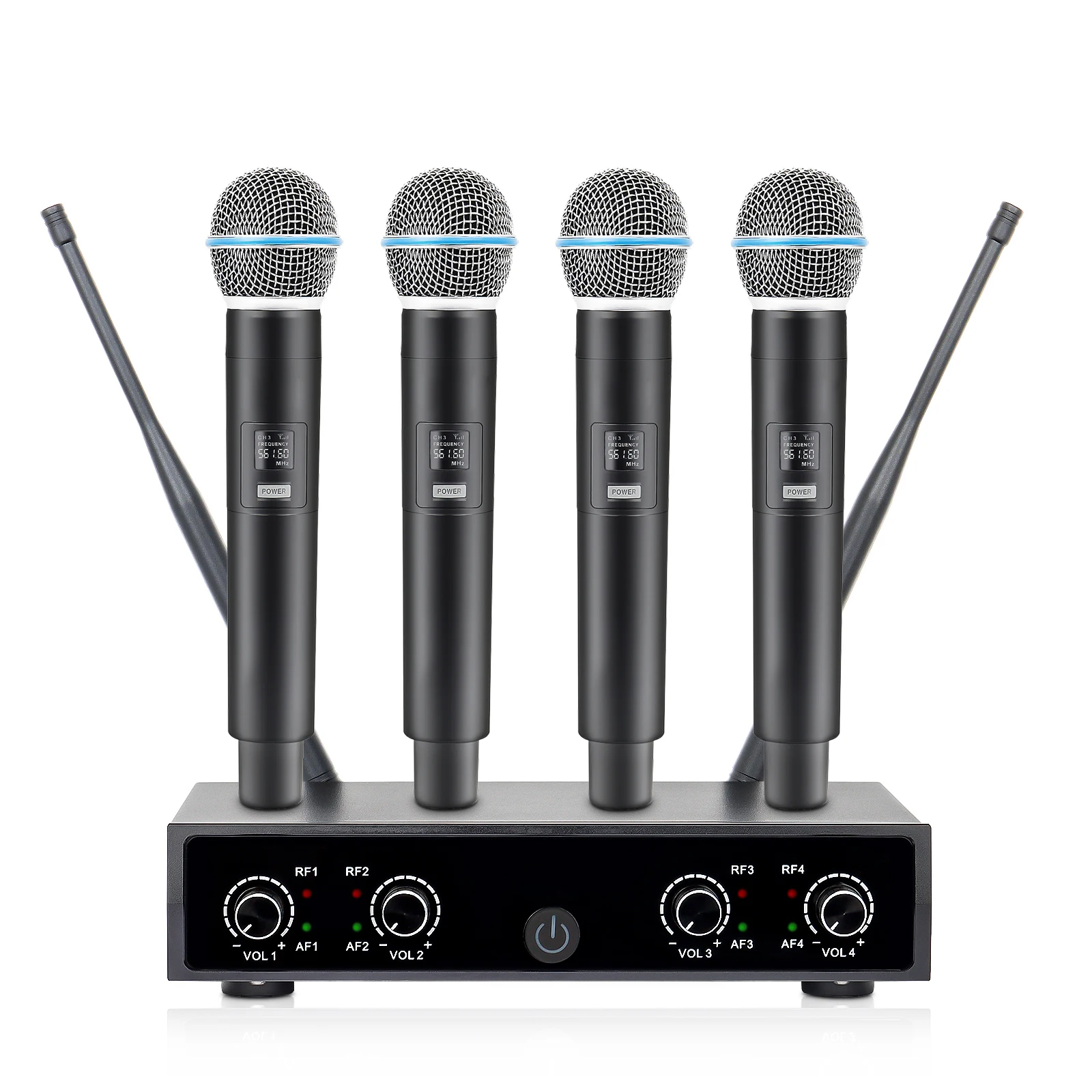 Wireless Lavalier Microphone Dual Receiver - نظام ميكروفون لاسلكي معدني UHF بقناتين،