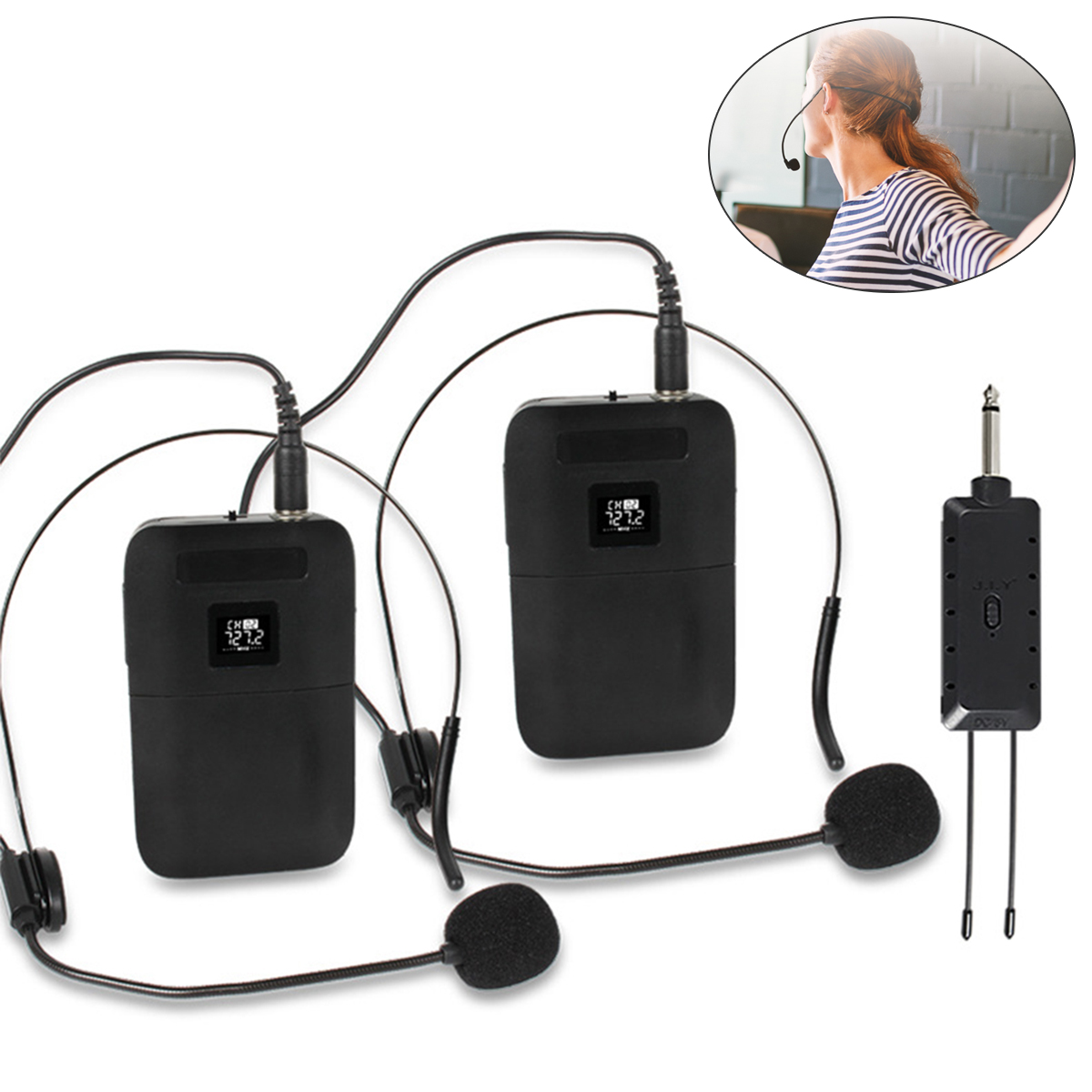 Wireless Lavalier Microphone Dual Receiver - ميكروفون E8 احترافي لاسلكي UHF ثنائي