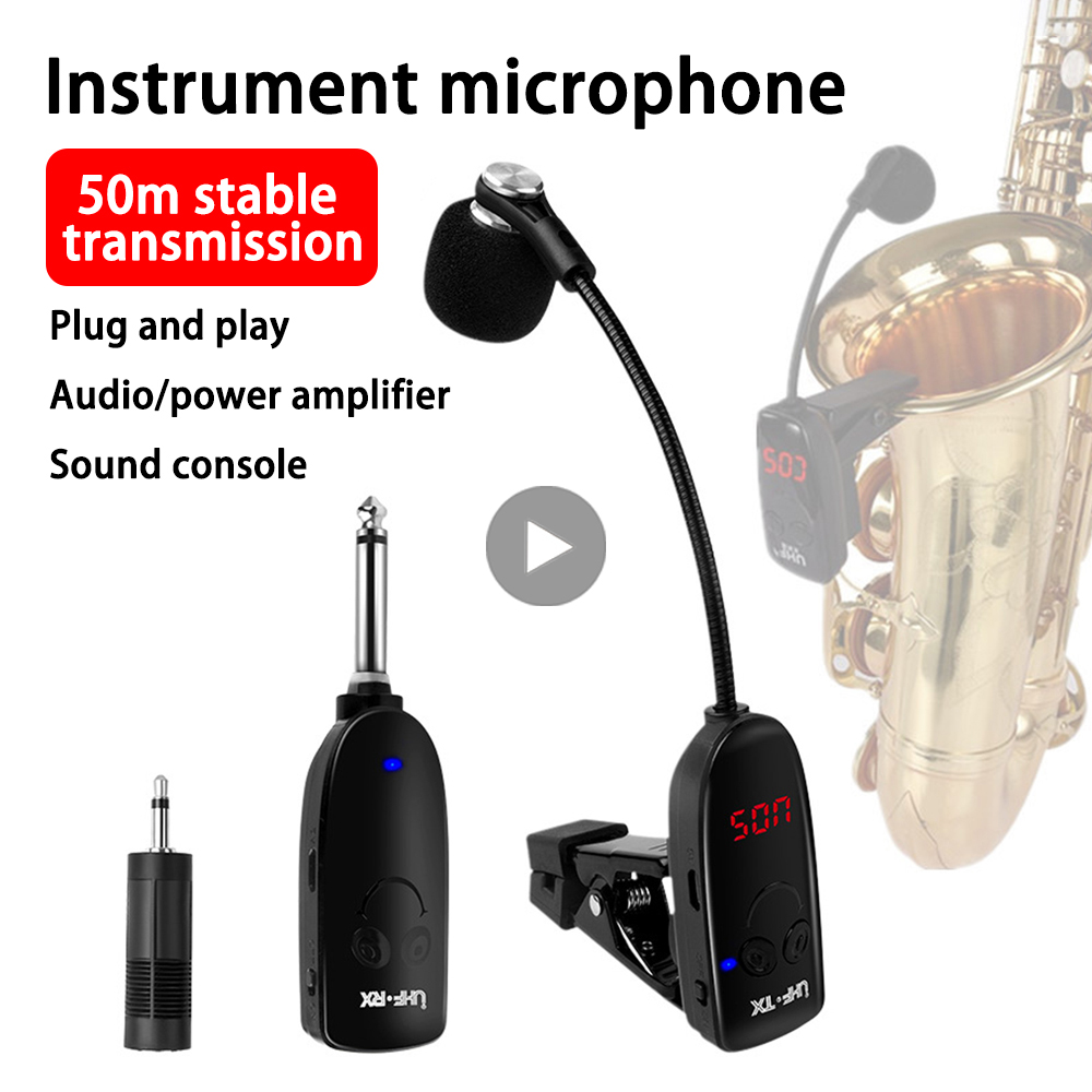 Wireless Lavalier Microphone Dual Receiver - ساكسفون ميكروفون لاسلكي ميكروفون الساكسفون الارسال