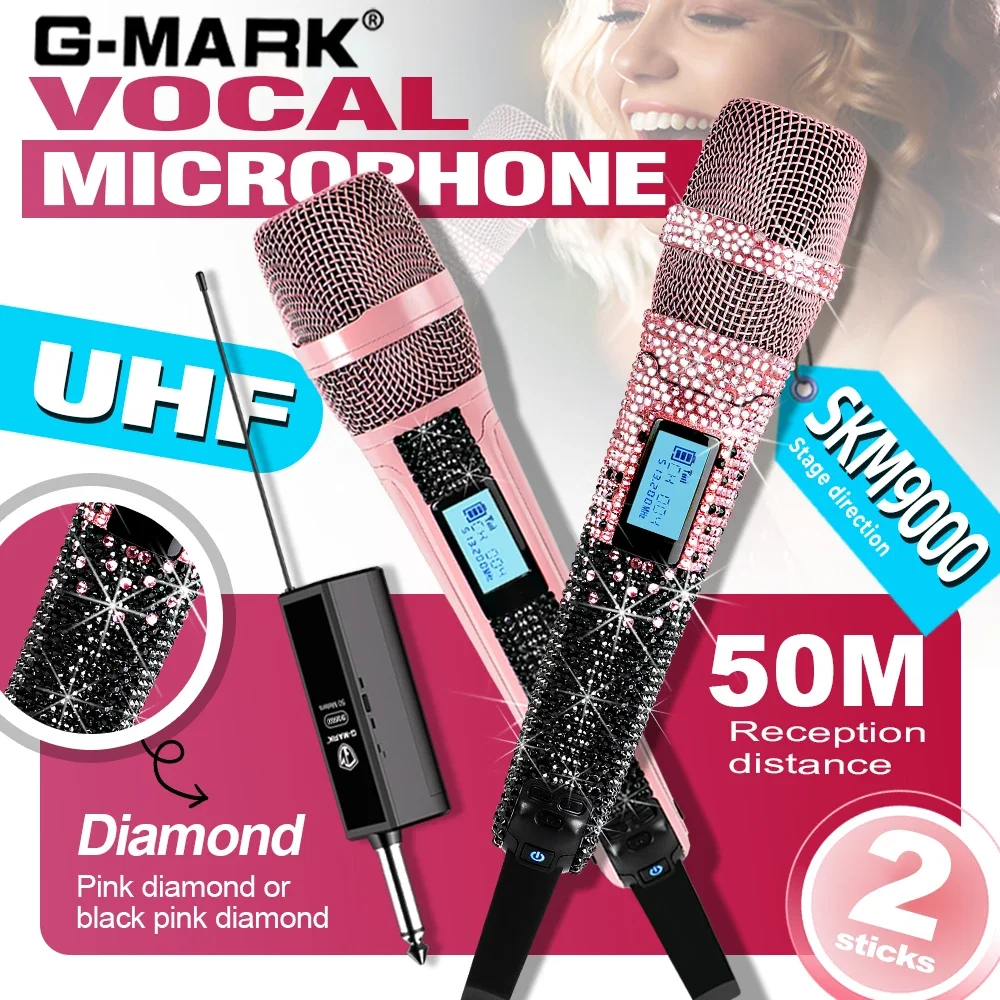 Rechargeable Wireless Mic Lithium Battery - ميكروفون لاسلكي UHF وردي قابل لإعادة
