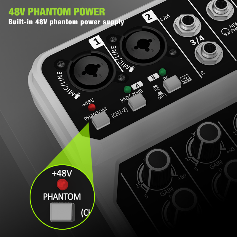 جهاز مزج صوتي رباعي القنوات مع - مراجعة Karaoke Amplifier Mixer Bluetooth وسعره