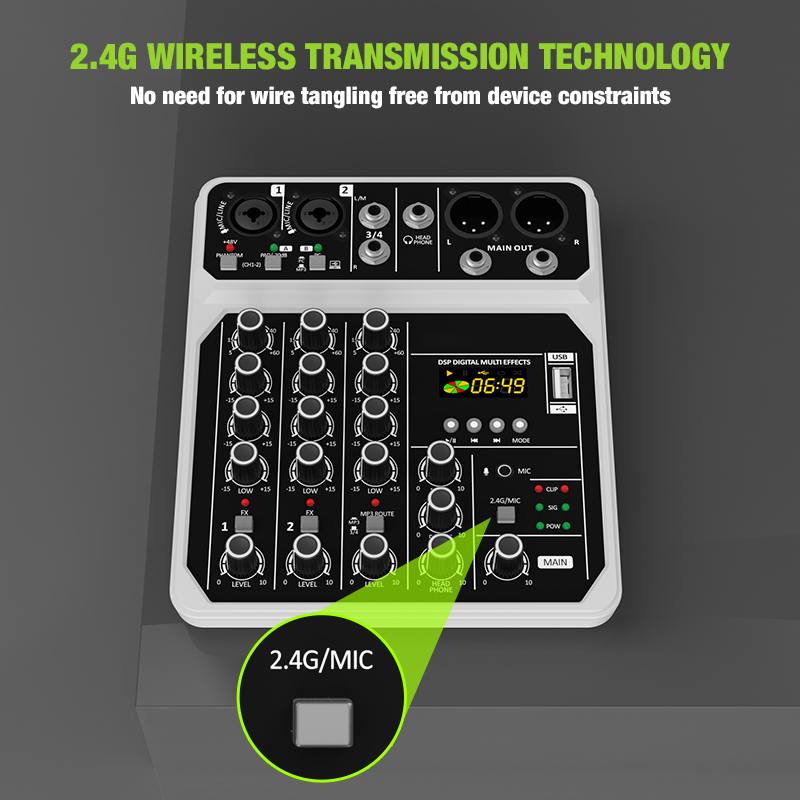 جهاز مزج صوتي رباعي القنوات مع - مراجعة Karaoke Amplifier Mixer Bluetooth وسعره