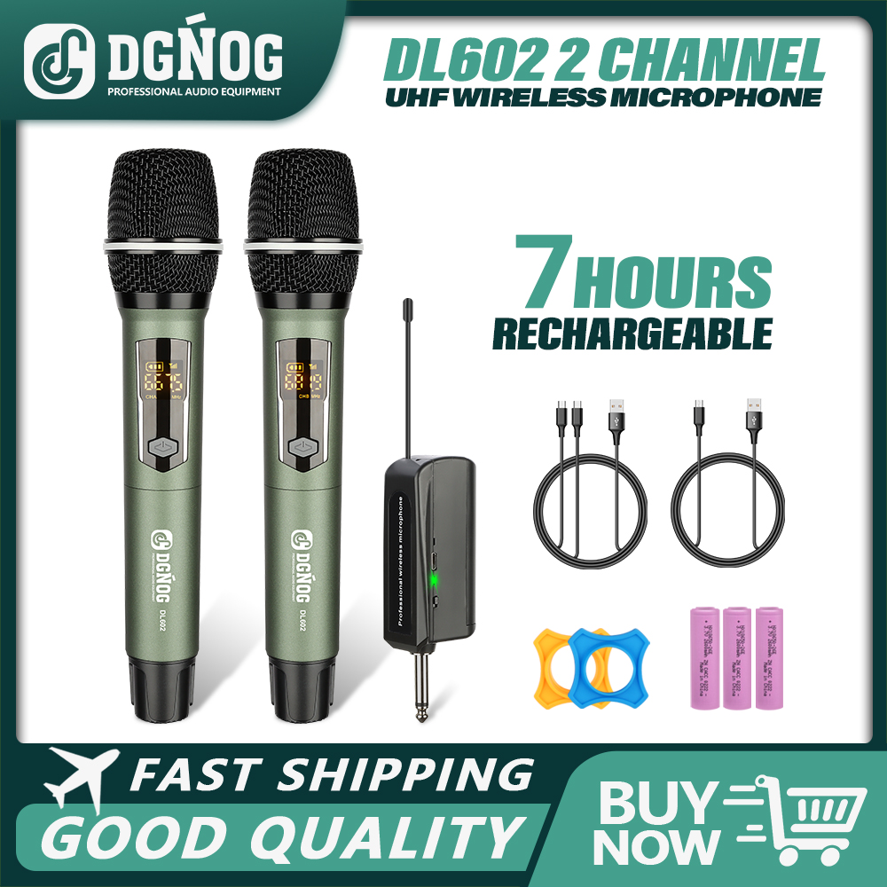 نظام ميكروفون الكاريوكي الدينا - مراجعة Uhf Wireless Microphone System Dual Channel وسعره