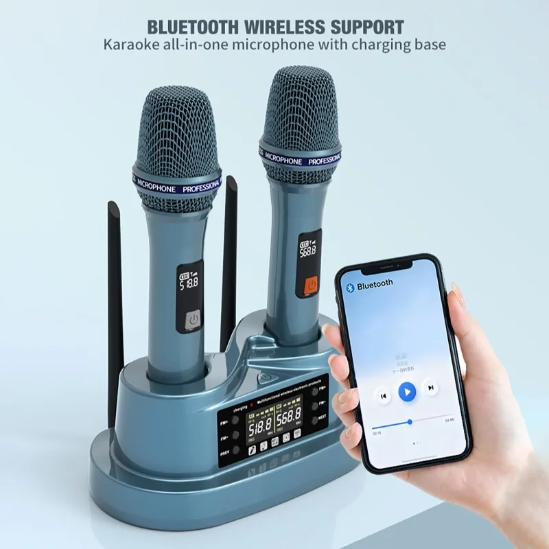 مجموعة ميكروفون لاسلكي مع قاعد - مراجعة Bluetooth Karaoke Microphone Handheld وسعره