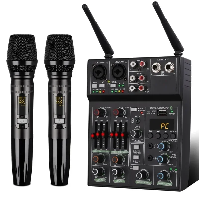خلاط صوت بـ 4 قنوات مع ميكروفو - مراجعة Bluetooth Karaoke Microphone Handheld وسعره