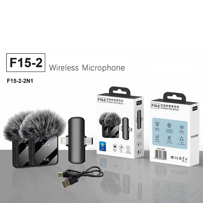 ميكروفون لافالير لاسلكي F15 3  - مراجعة Wireless Lavalier Microphone Dual Receiver وسعره