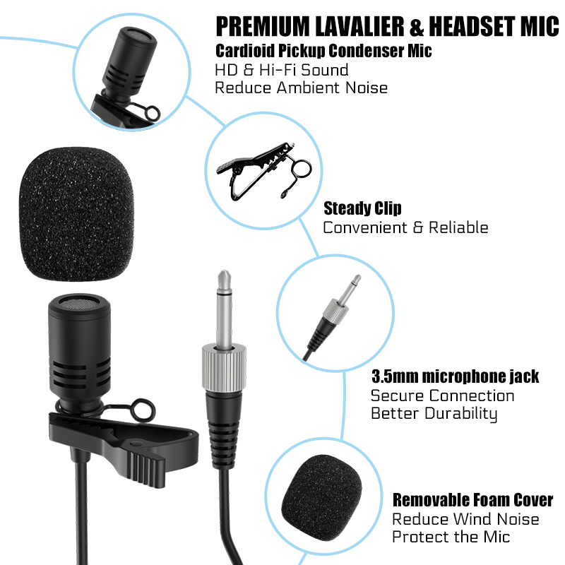 نظام ميكروفون لاسلكي مزدوج سما - مراجعة Wireless Lavalier Microphone Dual Receiver وسعره
