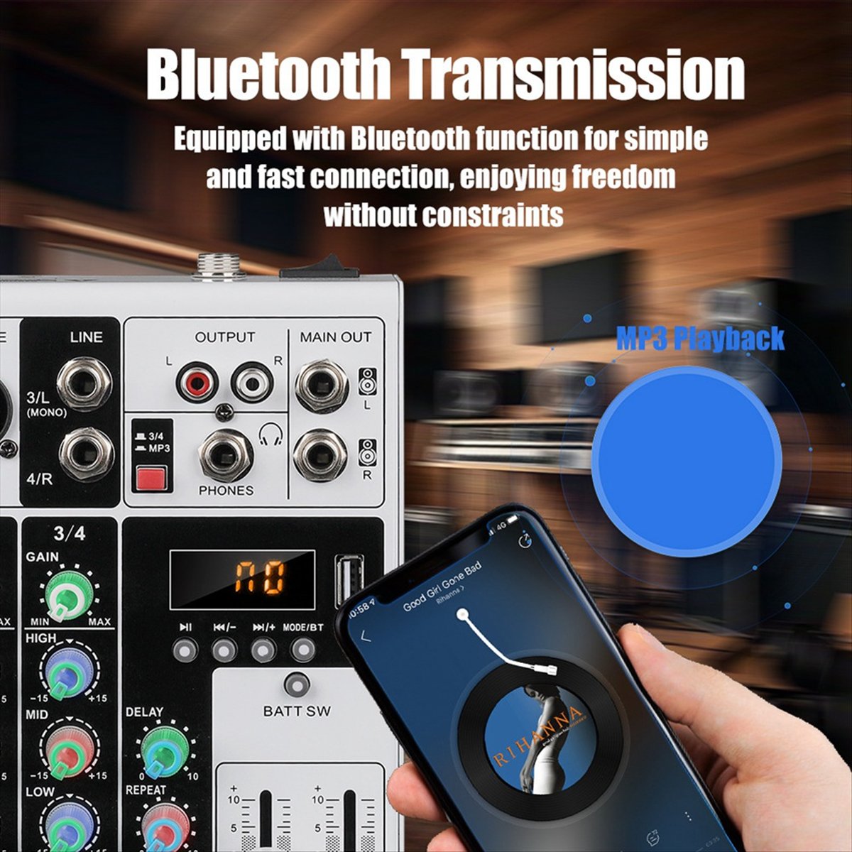 خلاط صوت محمول DTC5 بأربع قنوا - مراجعة Karaoke Amplifier Mixer Bluetooth وسعره