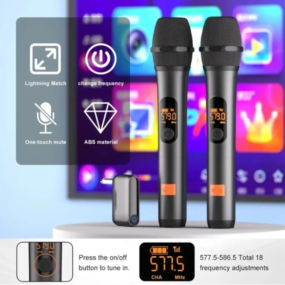 نظام ميكروفون لاسلكي محمول قاب - مراجعة Uhf Wireless Microphone System Dual Channel وسعره