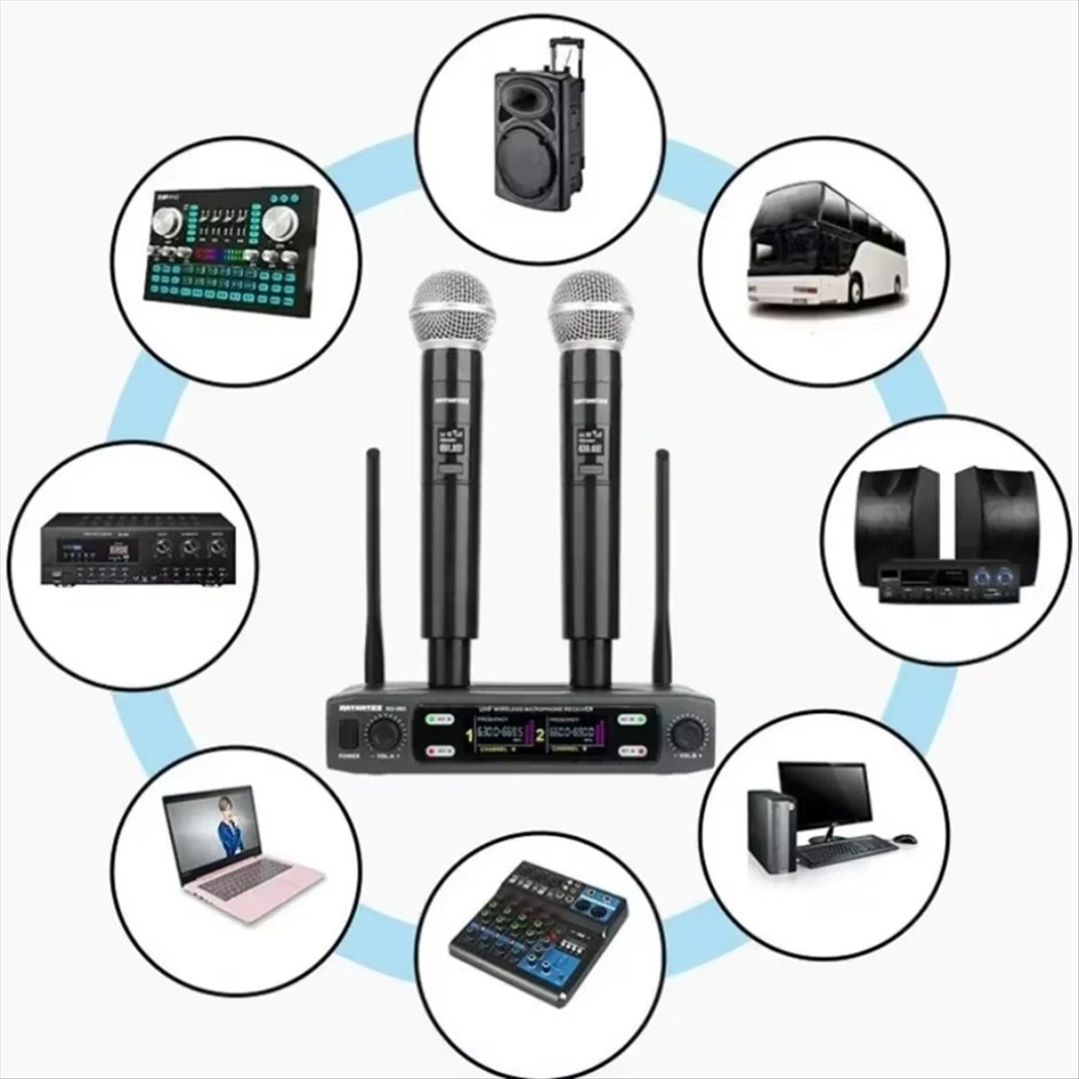 نظام ميكروفون لاسلكي احترافي ث - مراجعة Uhf Wireless Microphone System Dual Channel وسعره