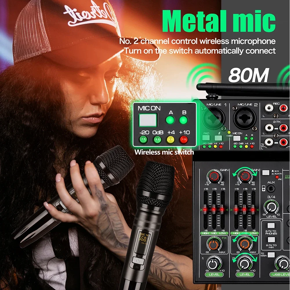 DGNOG 4 قناة جهاز مزج الصوت US - مراجعة Karaoke Amplifier Mixer Bluetooth وسعره