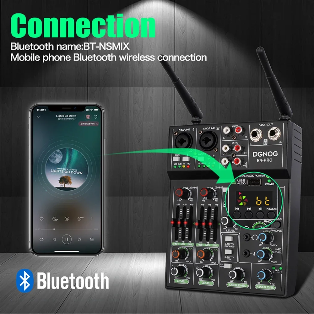 DGNOG 4 قناة جهاز مزج الصوت US - مراجعة Karaoke Amplifier Mixer Bluetooth وسعره