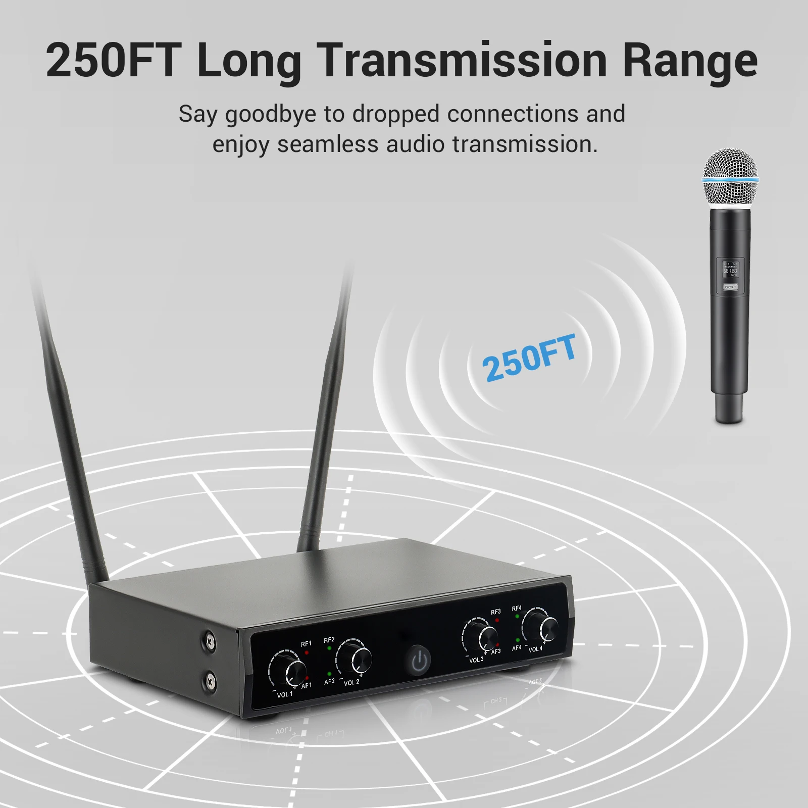 نظام ميكروفون لاسلكي معدني UHF - مراجعة Wireless Lavalier Microphone Dual Receiver وسعره