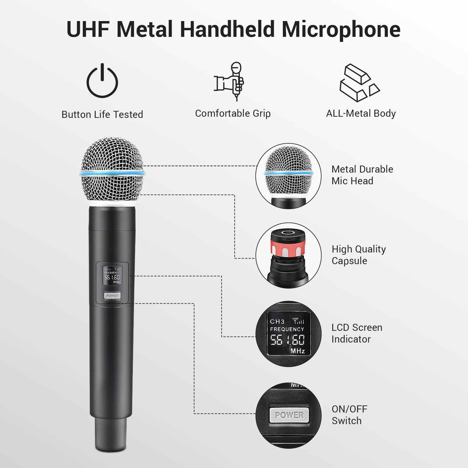 نظام ميكروفون لاسلكي معدني UHF - مراجعة Wireless Lavalier Microphone Dual Receiver وسعره