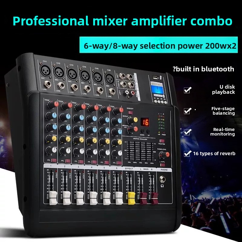 خلاط صوتي مع مضخم طاقة، يدعم U - مراجعة Karaoke Amplifier Mixer Bluetooth وسعره