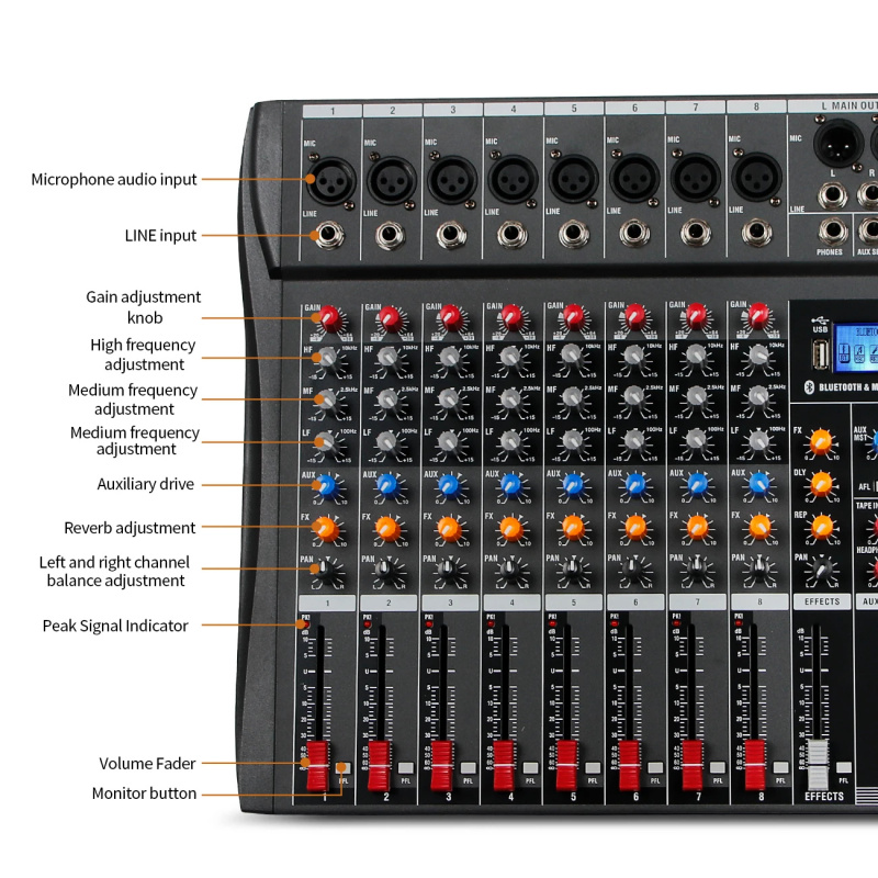 خلاط صوت بلوتوث USB بـ 8 قنوات - مراجعة Karaoke Amplifier Mixer Bluetooth وسعره