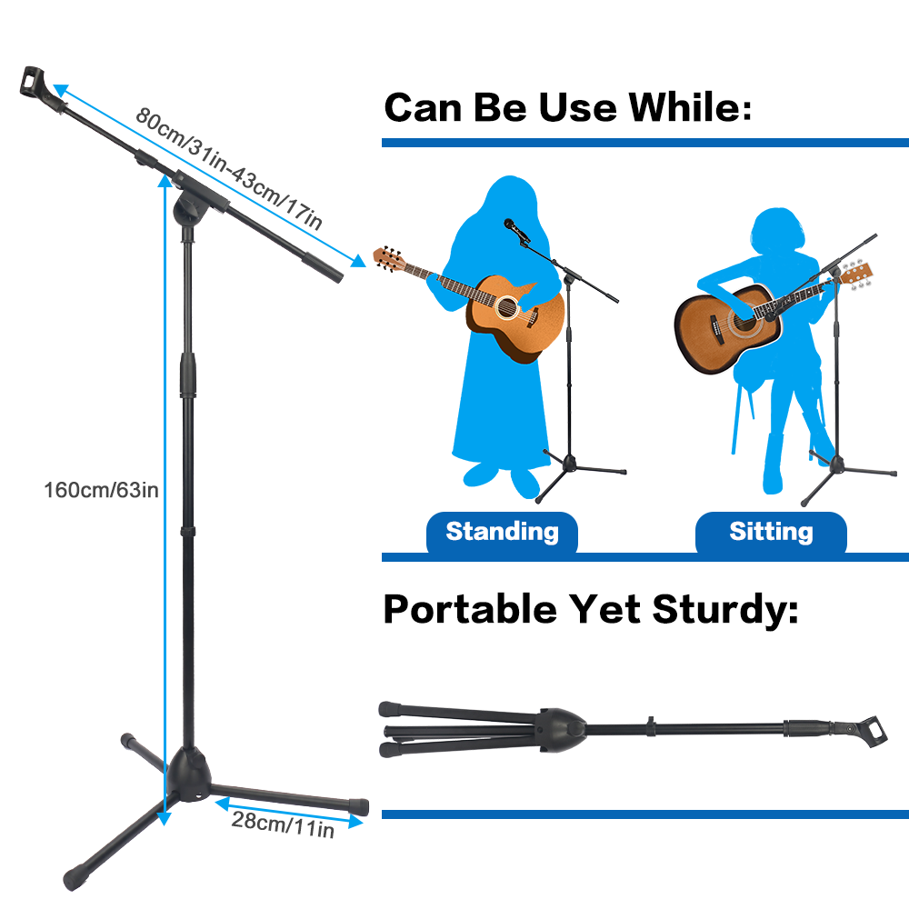 حامل ميكروفون قابل للطي، حامل  - مراجعة Microphone Stand Boom Arm Floor وسعره