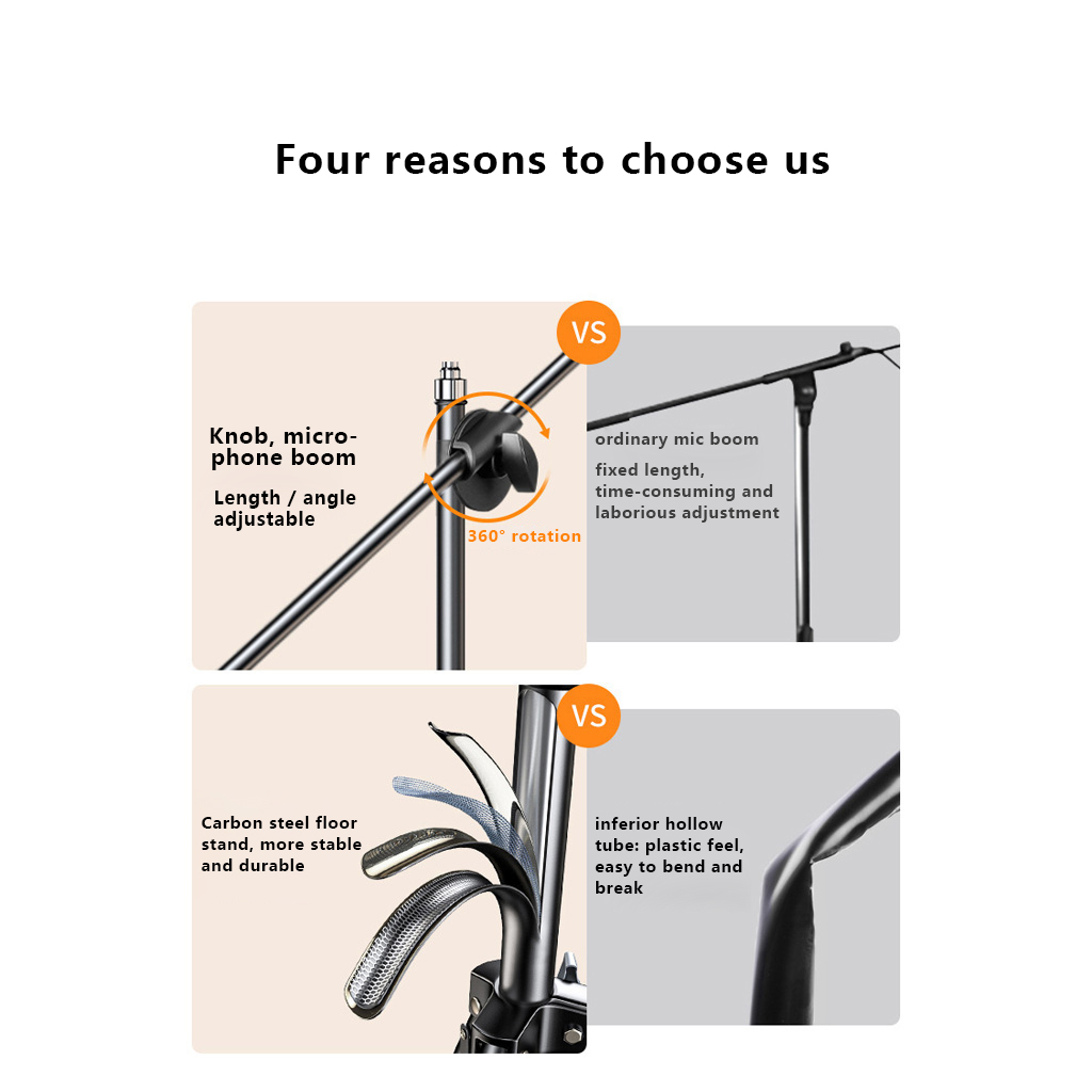 حامل ثلاثي القوائم قابل للتعدي - مراجعة Microphone Stand Boom Arm Floor وسعره