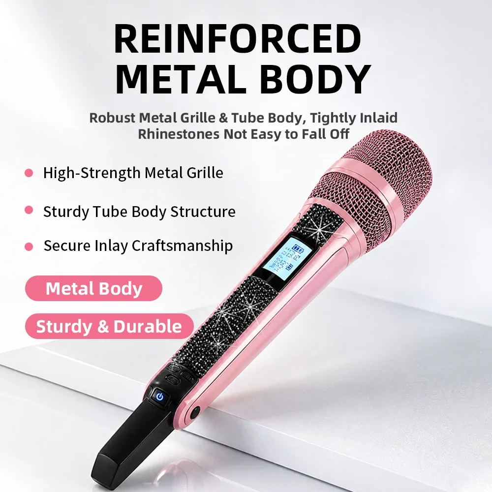ميكروفون لاسلكي UHF وردي قابل  - مراجعة Rechargeable Wireless Mic Lithium Battery وسعره
